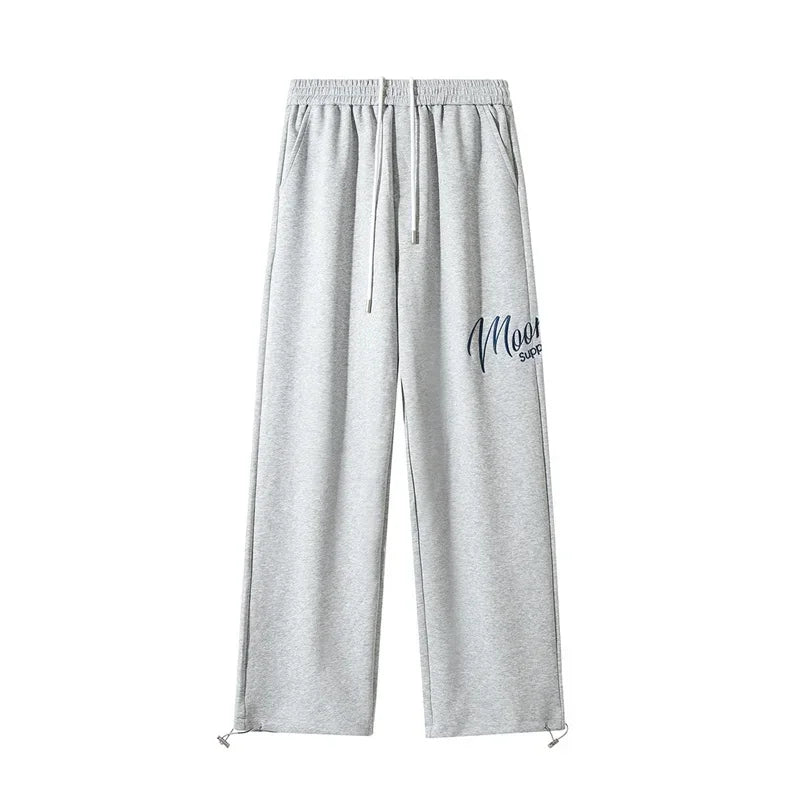 Wide Leg Embroidered Baggy Sweatpant Joggers Trousers — vista completa