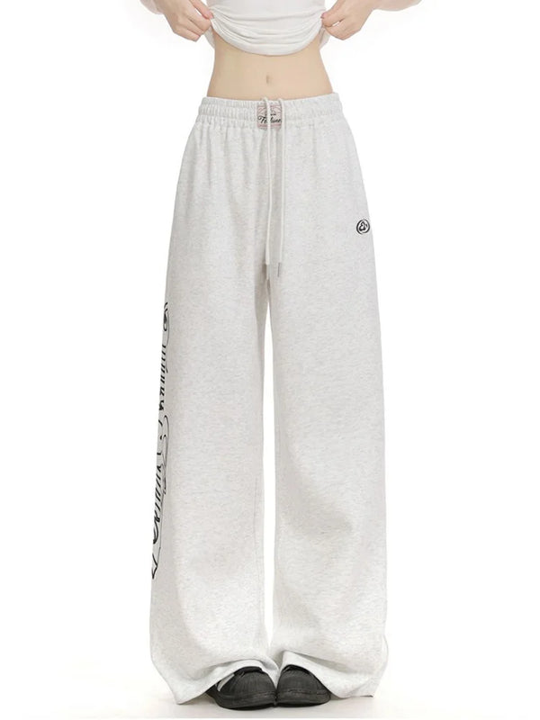 Wide Leg High Waist Sweatpants Joggers Trousers — vista frontale