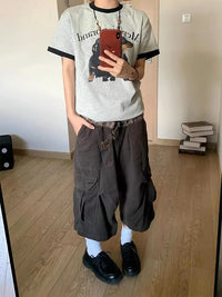 Wide Leg Vintage Cargo Jorts Shorts — dettaglio della stampa