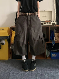 Wide Leg Vintage Cargo Jorts Shorts — vista frontale