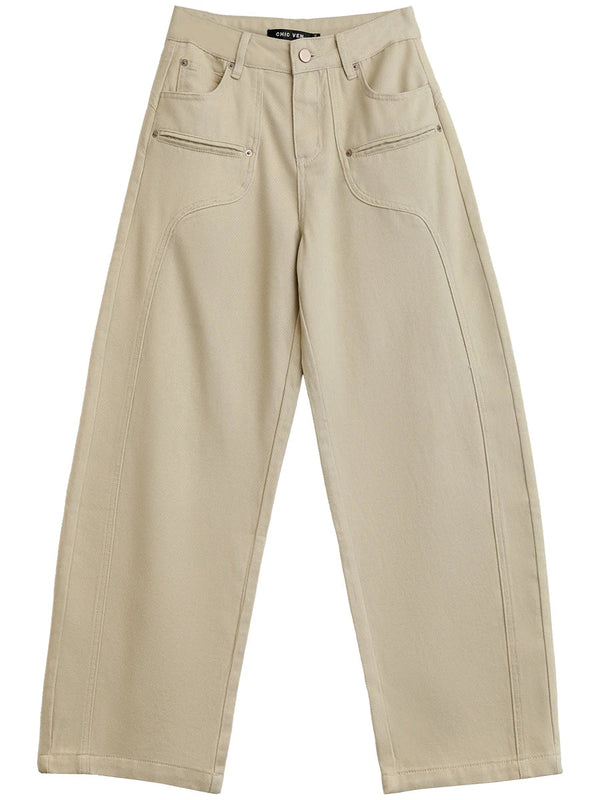 Wide Leg Workwear Boyfriend Fit Jeans — vista frontale