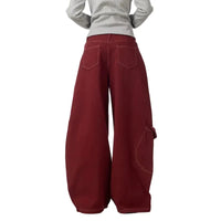 Wine Red Vintage High Waisted Baggy Barrel Jeans — in alternativa