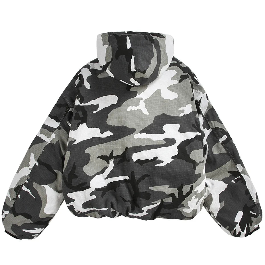 Winter Camo Hooded Jacket Coat — vista posteriore