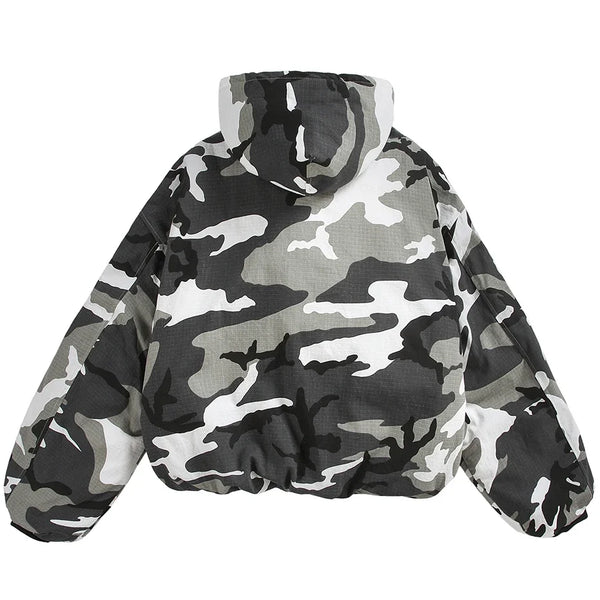Y2K Winter Camo Hooded Jacket Coat
