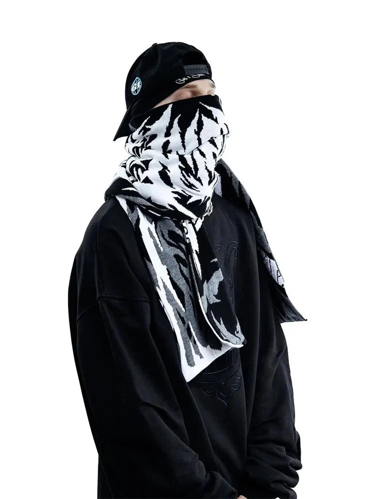 Winter Graphic Knitted Shawl Scarf — vista laterale