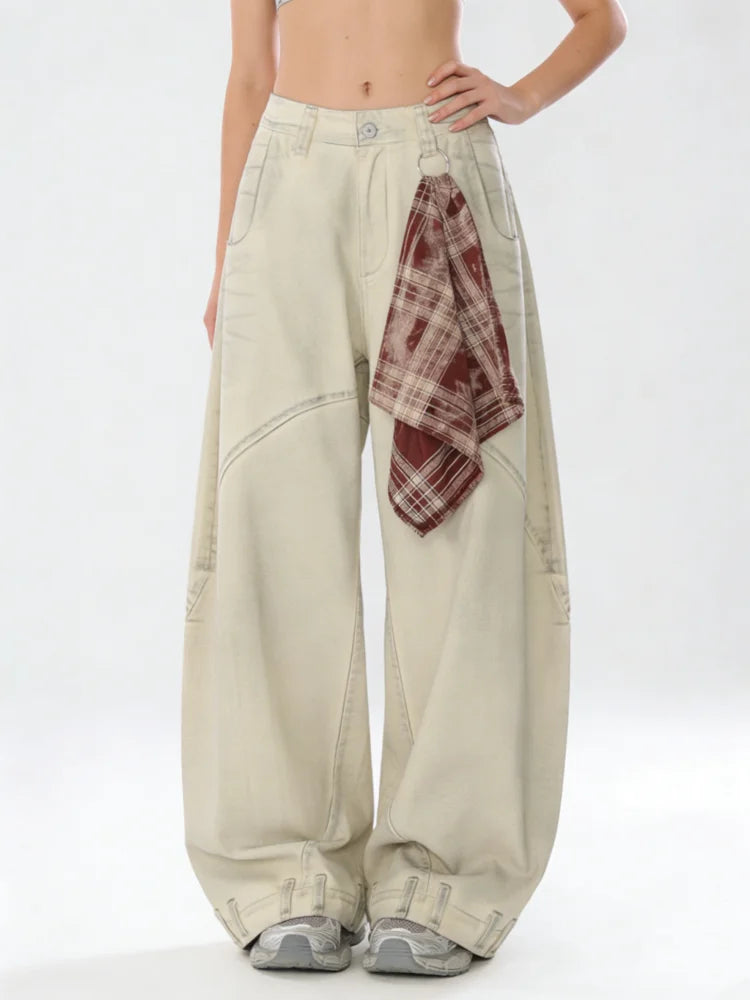 Womens Apricot Baggy Wide Leg Jeans — vista laterale