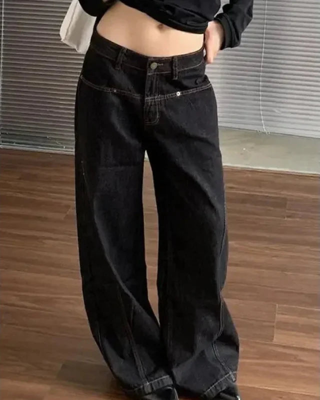 Womens High Waist Baggy Denim Jeans — vista frontale