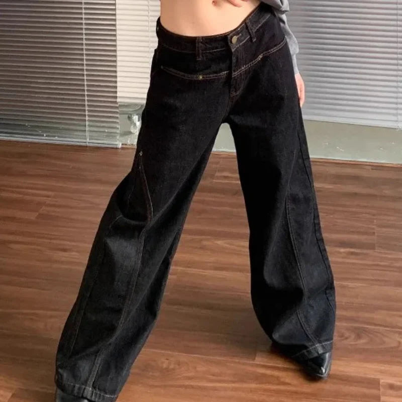 Womens High Waist Baggy Denim Jeans — vista posteriore