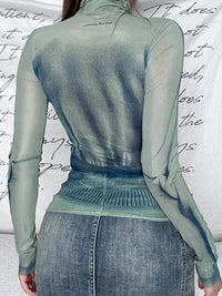 Womens Long Sleeve Turtle Neck Graphic Top — in alternativa