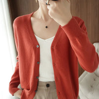 Womens Long Sleeve V Neck Button Up Cardigan — dettaglio della stampa