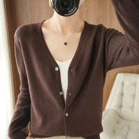 Womens Long Sleeve V Neck Button Up Cardigan — vista laterale