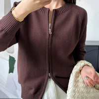 Womens O Neck Double Zip Cardigan — vista laterale