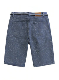 Womens Rhinestone Printed Denim Shorts Jorts — dettaglio del tessuto