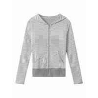 Womens Striped Grey Zip Up Hoodie — in alternativa