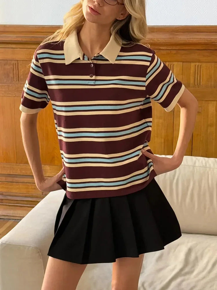 Womens Striped Polo Shirt — dettaglio