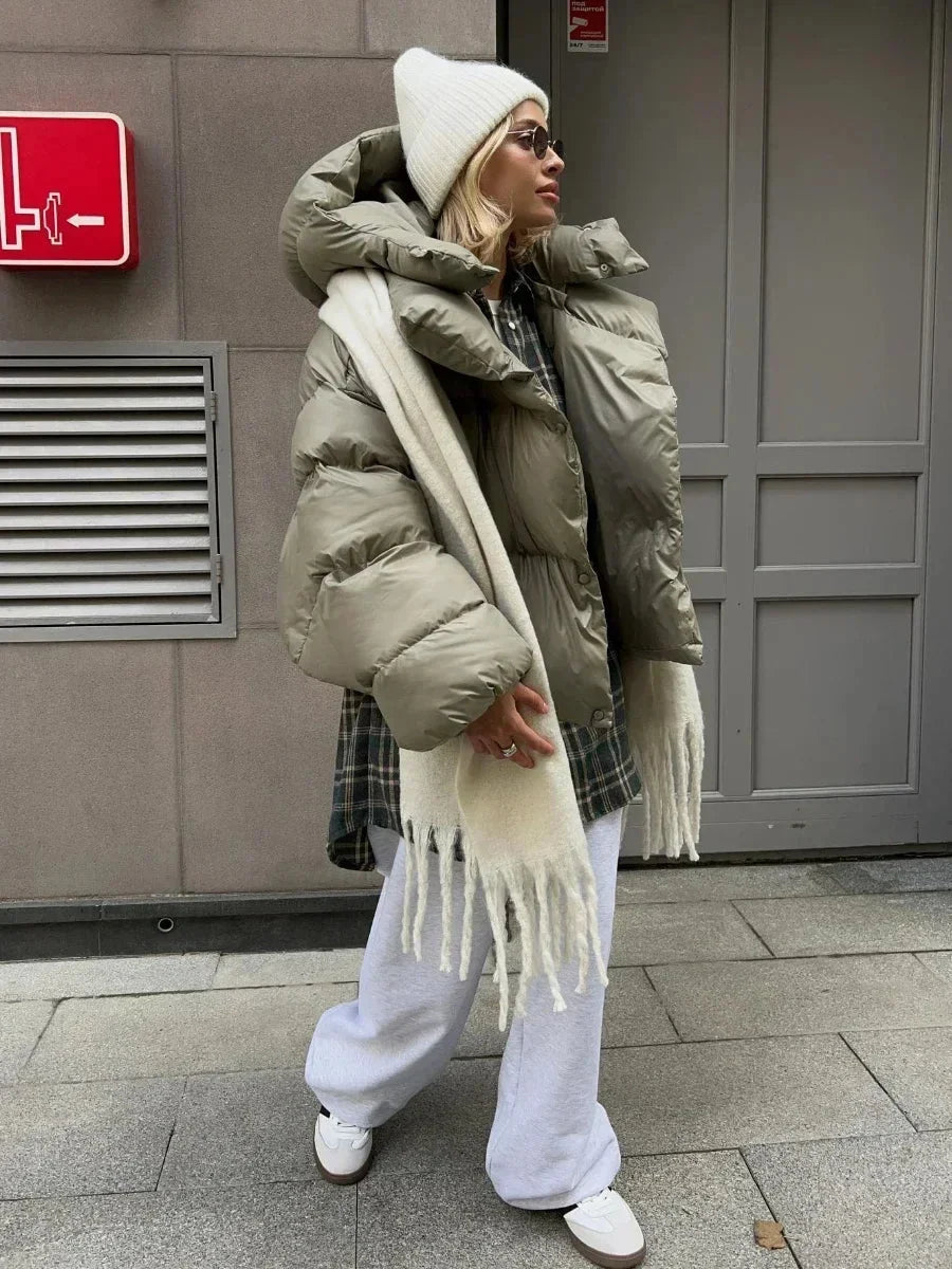 Womens Winter Warmer Hooded Puffer Jacket Coat — vista completa