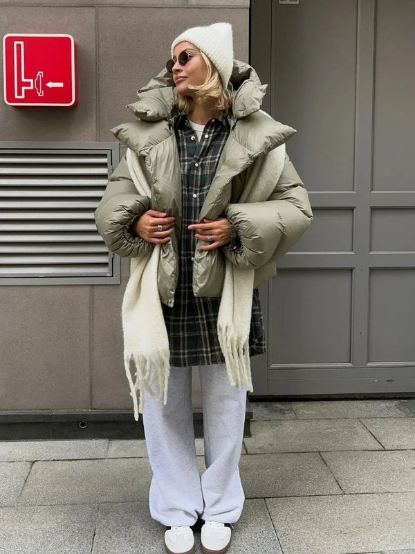 Womens Winter Warmer Hooded Puffer Jacket Coat — vista frontale