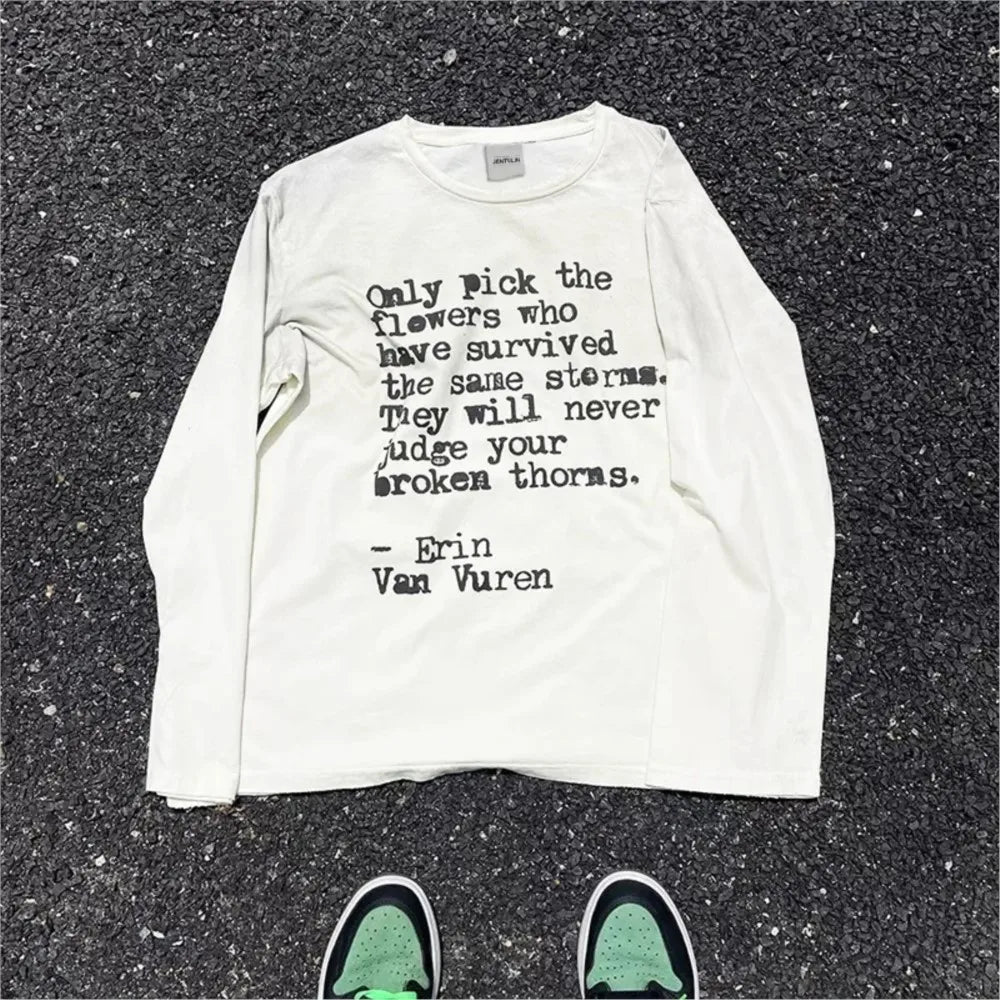 Words Of Wisdom Long Sleeve Graphic Top T Shirts — vista laterale
