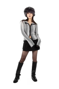 Zip Up Gradient Cardigan Sweater — dettaglio del tessuto