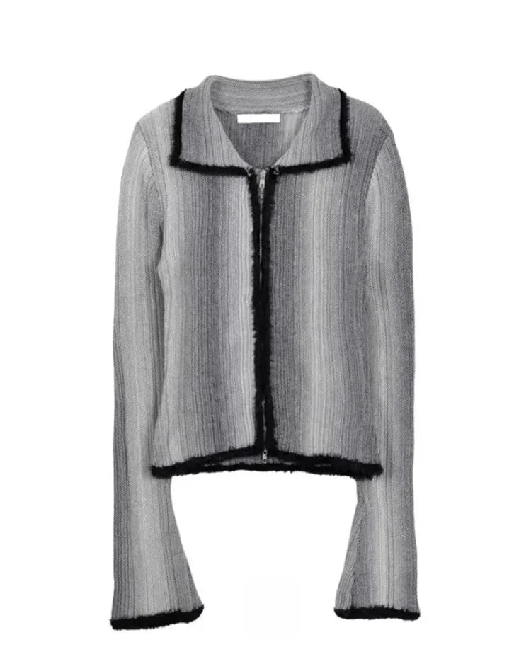 Zip Up Gradient Cardigan Sweater — vista frontale