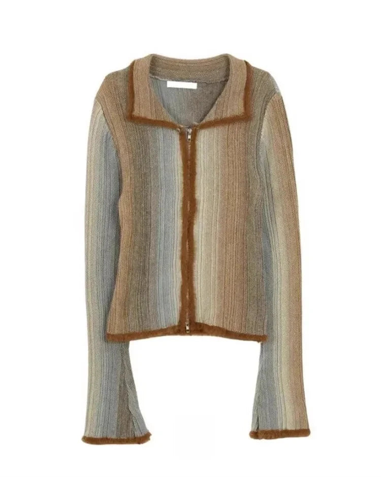 Zip Up Gradient Cardigan Sweater — vista posteriore