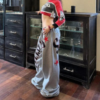 American Embroidered High Waist Sweatpant Joggers Trousers — dettaglio