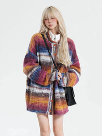 Colour Block Striped Cardigan Sweater — dettaglio